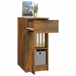 vidaXL Desk Cabinet Desk Cupboard Home Office Storage Cabinet Engineered Wood - smoked oak - Additional view 5