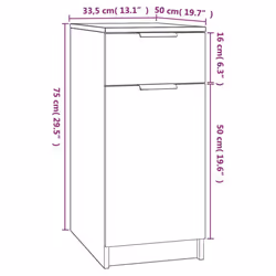 vidaXL Desk Cabinet Desk Cupboard Home Office Storage Cabinet Engineered Wood - grey sonoma - Additional view 4