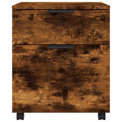 vidaXL Mobile File Cabinet with Wheels Desk Storage Cabinet Engineered Wood - Smoked oak