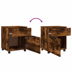 vidaXL Mobile File Cabinet with Wheels Desk Storage Cabinet Engineered Wood - Smoked oak - Additional view 6