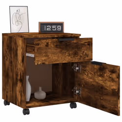 vidaXL Mobile File Cabinet with Wheels Desk Storage Cabinet Engineered Wood - Smoked oak - Additional view 8