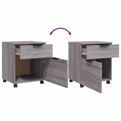 vidaXL Mobile File Cabinet with Wheels Desk Storage Cabinet Engineered Wood - Grey sonoma - Additional view 6
