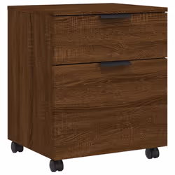 vidaXL Mobile File Cabinet with Wheels Desk Storage Cabinet Engineered Wood - Brown oak