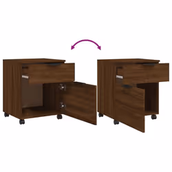 vidaXL Mobile File Cabinet with Wheels Desk Storage Cabinet Engineered Wood - Brown oak - Additional view 6