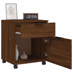 vidaXL Mobile File Cabinet with Wheels Desk Storage Cabinet Engineered Wood - Brown oak - Additional view 8