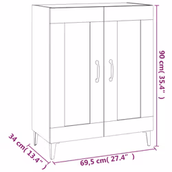vidaXL Sideboard Engineered Wood Side Cabinet Home Organiser Multi Colours - Grey sonoma