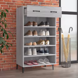 vidaXL Shoe Cabinet Engineered Wood Indoor Shoe Storage Rack Multi Colours - Grey sonoma - Additional view 4