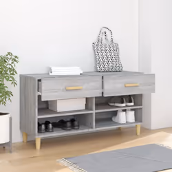 vidaXL Shoe Cabinet Grey Sonoma Engineered Wood Hallway Shoe Storage Cupboard - Additional view 5