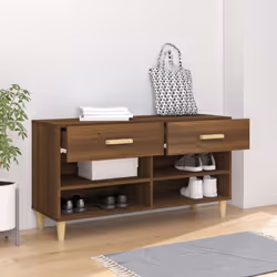 vidaXL Shoe Cabinet Brown Oak Engineered Wood Hallway Shoe Storage Cupboard - Additional view 5