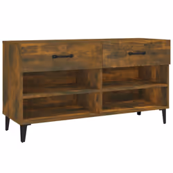 vidaXL Shoe Cabinet Smoked Oak Engineered Wood Hallway Shoe Storage Cupboard
