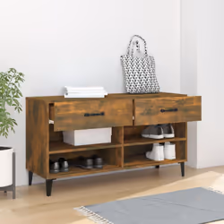 vidaXL Shoe Cabinet Smoked Oak Engineered Wood Hallway Shoe Storage Cupboard - Additional view 4