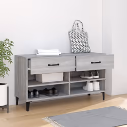vidaXL Shoe Cabinet Grey Sonoma Engineered Wood Hallway Shoe Storage Cupboard - Additional view 4
