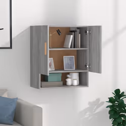 vidaXL Wall Cabinet Hanging Storage Cabinet Wall Cupboard Engineered Wood - Grey sonoma - Additional view 4