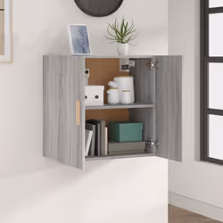 vidaXL Wall Cabinet Floating TV Unit Wall Mounted Cabinet Engineered Wood - Grey sonoma - Additional view 4