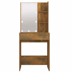 vidaXL Dressing Table with LED Makeup Vanity Desk Cosmetic Table Multi Colours - Smoked oak - Additional view 4