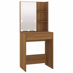 vidaXL Dressing Table with LED Makeup Vanity Desk Cosmetic Table Multi Colours - Brown oak - Additional view 11