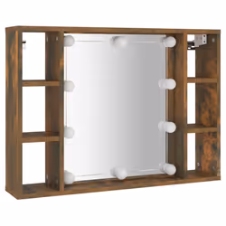 vidaXL Mirror Cabinet with LED Washroom Storage Cabinet Bathroom Vanity Unit - Smoked oak