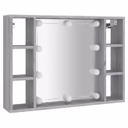 vidaXL Mirror Cabinet with LED Washroom Storage Cabinet Bathroom Vanity Unit - Grey sonoma