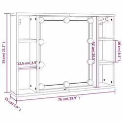 vidaXL Mirror Cabinet with LED Washroom Storage Cabinet Bathroom Vanity Unit - Grey sonoma