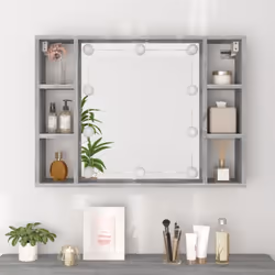vidaXL Mirror Cabinet with LED Washroom Storage Cabinet Bathroom Vanity Unit - Grey sonoma - Additional view 4