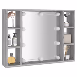 vidaXL Mirror Cabinet with LED Washroom Storage Cabinet Bathroom Vanity Unit - Grey sonoma - Additional view 5