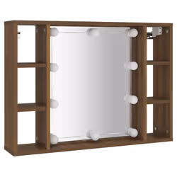 vidaXL Mirror Cabinet with LED Washroom Storage Cabinet Bathroom Vanity Unit - Brown oak