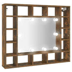 vidaXL Mirror Cabinet with LED Cosmetic Mirror Cabinet Bedroom Storage Cabinet - Smoked oak