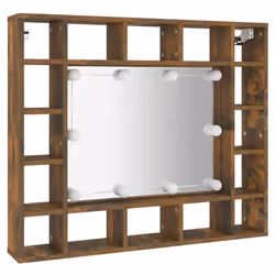 vidaXL Mirror Cabinet with LED Cosmetic Mirror Cabinet Bedroom Storage Cabinet - Smoked oak