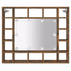 vidaXL Mirror Cabinet with LED Cosmetic Mirror Cabinet Bedroom Storage Cabinet - Smoked oak - Additional view 6