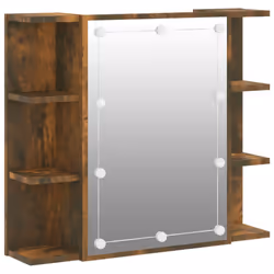 vidaXL Mirror Cabinet with LED Washroom Storage Cabinet Bathroom Vanity Unit - Smoked oak