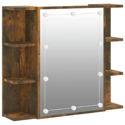 vidaXL Mirror Cabinet with LED Washroom Storage Cabinet Bathroom Vanity Unit - Smoked oak