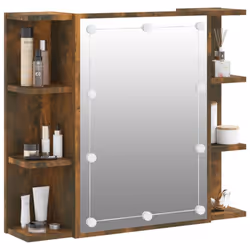 vidaXL Mirror Cabinet with LED Washroom Storage Cabinet Bathroom Vanity Unit - Smoked oak - Additional view 5
