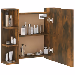 vidaXL Mirror Cabinet with LED Washroom Storage Cabinet Bathroom Vanity Unit - Smoked oak - Additional view 6