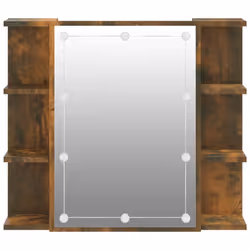 vidaXL Mirror Cabinet with LED Washroom Storage Cabinet Bathroom Vanity Unit - Smoked oak - Additional view 7