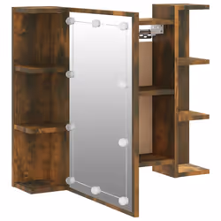 vidaXL Mirror Cabinet with LED Washroom Storage Cabinet Bathroom Vanity Unit - Smoked oak - Additional view 9
