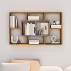 vidaXL Wall Shelf Home Living Room Hanging Rack Floating Shelf Engineered Wood - smoked oak