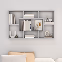 vidaXL Wall Shelf Home Living Room Hanging Rack Floating Shelf Engineered Wood - grey sonoma