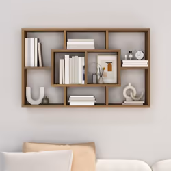 vidaXL Wall Shelf Home Living Room Hanging Rack Floating Shelf Engineered Wood - brown oak