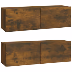 vidaXL 2x Wall TV Cabinets Media Cabinet Sideboard TV Stand Engineered Wood - smoked oak