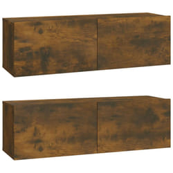 vidaXL 2x Wall TV Cabinets Media Cabinet Sideboard TV Stand Engineered Wood - smoked oak