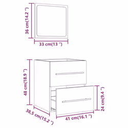 vidaXL Bathroom Cabinet with Mirror Vanity Unit Sink Cabinet Engineered Wood - Grey sonoma - Additional view 8