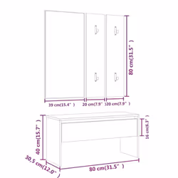vidaXL Hallway Furniture Set Living Room Bench and Coat Rack Engineered Wood - Smoked oak - Additional view 4