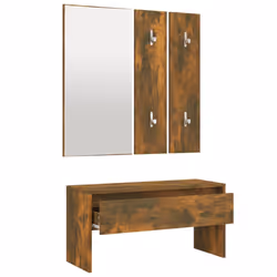 vidaXL Hallway Furniture Set Living Room Bench and Coat Rack Engineered Wood - Smoked oak - Additional view 6
