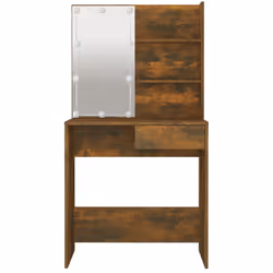 vidaXL Dressing Table with LED Vanity Table Makeup Vanity Desk Cosmetic Table - Smoked oak