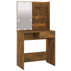 vidaXL Dressing Table with LED Vanity Table Makeup Vanity Desk Cosmetic Table - Smoked oak