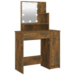 vidaXL Dressing Table with LED Vanity Table Makeup Vanity Desk Cosmetic Table - Smoked oak