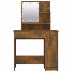 vidaXL Dressing Table with LED Vanity Table Makeup Vanity Desk Cosmetic Table - Smoked oak - Additional view 4