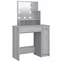 vidaXL Dressing Table with LED Vanity Table Makeup Vanity Desk Cosmetic Table - Grey sonoma