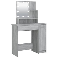 vidaXL Dressing Table with LED Vanity Table Makeup Vanity Desk Cosmetic Table - Grey sonoma