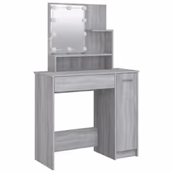 vidaXL Dressing Table with LED Vanity Table Makeup Vanity Desk Cosmetic Table - Grey sonoma